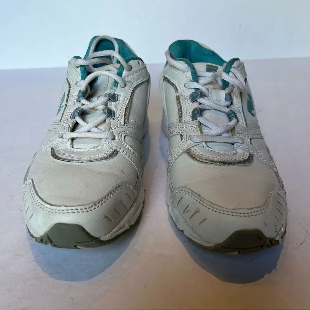 Fila Women's Tennis Shoes White with Blue Trim Size 8